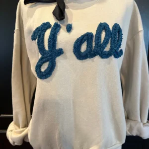 Lexie Y'all(teal) on Sand Sweatshirt / Western